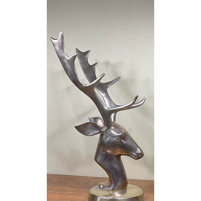 Vintage 1980s Brass Deer Head For Sale - Image 10 of 13