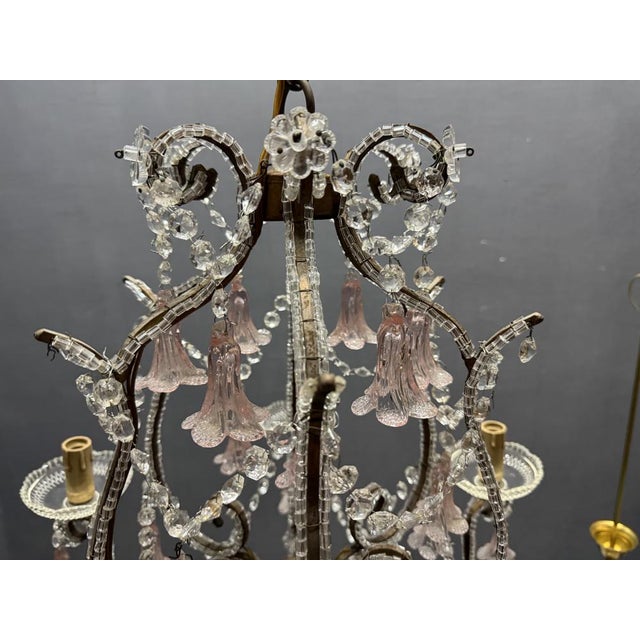 Pink Murano Glass Flower Chandelier, 1960s For Sale - Image 9 of 15