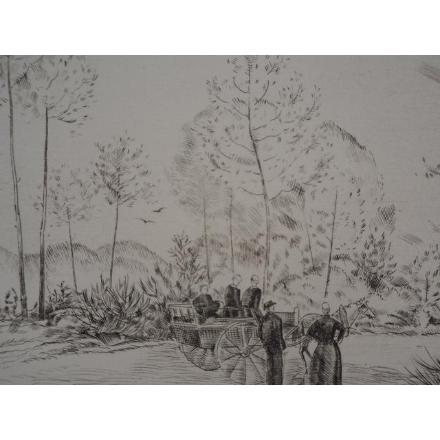 Modern Jean-Emile Laboureur, The Road in the Fir Trees, 1920s, Original Etching For Sale - Image 3 of 7