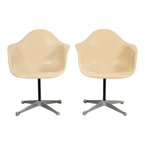 1980s Pair Bucket Fiberglass Swivel Chairs Charles Eames for Herman Miller