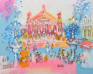 Palais Garnier Plaza, Charles Cobelle Acrylic on Canvas Painting