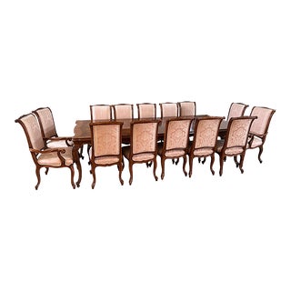 Karges Venetian Walnut Dining Room Table & 14 Chairs For Sale