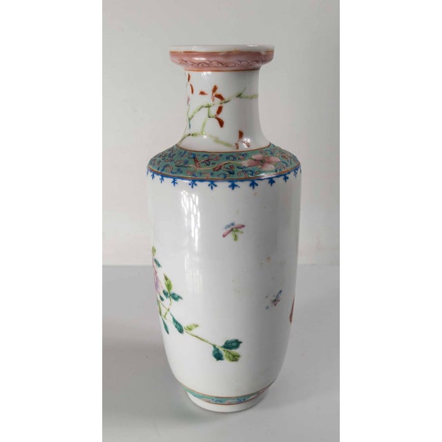 Green Early 20th Century Chinese Chinoiserie Famille Rose Vase, Late Qing or Republic Period For Sale - Image 8 of 18