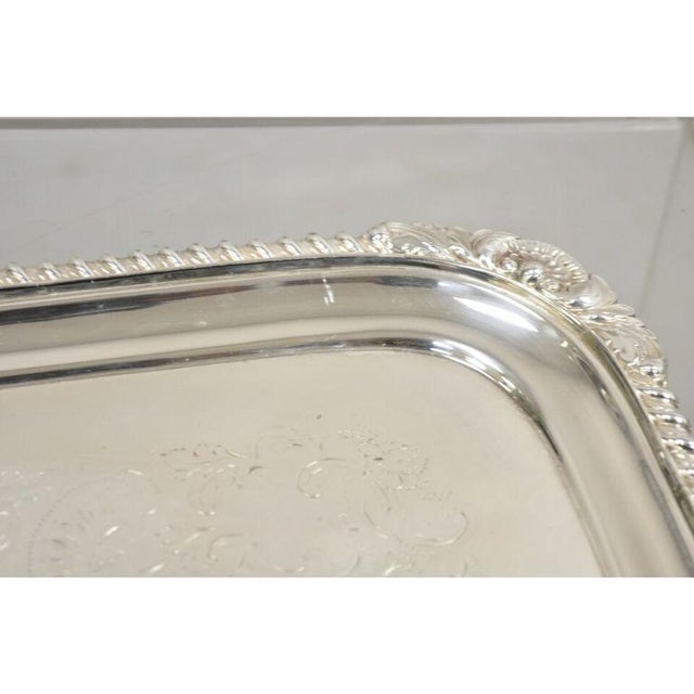 Antique English Victorian Silver Plated Twin Handle Serving Platter Tray For Sale In Philadelphia - Image 6 of 11