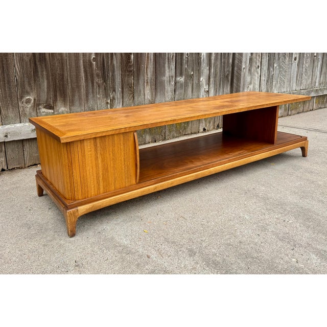 1960s Lane Rhythm Mid Century Walnut Coffee Table or Credenza For Sale - Image 5 of 9
