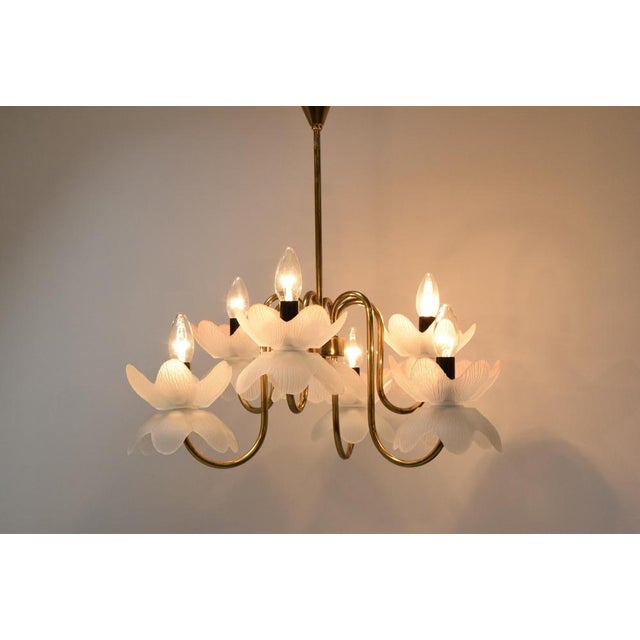 Mid-Century Glass Chandelier, 1970s For Sale - Image 3 of 14