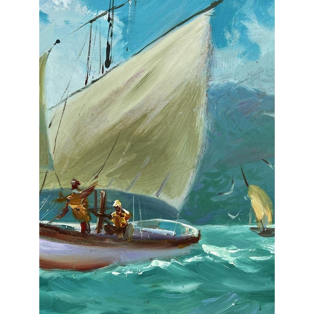 Paper Oil Painting Wind Sails at Sea Yuriy Suprunchuk For Sale - Image 7 of 11