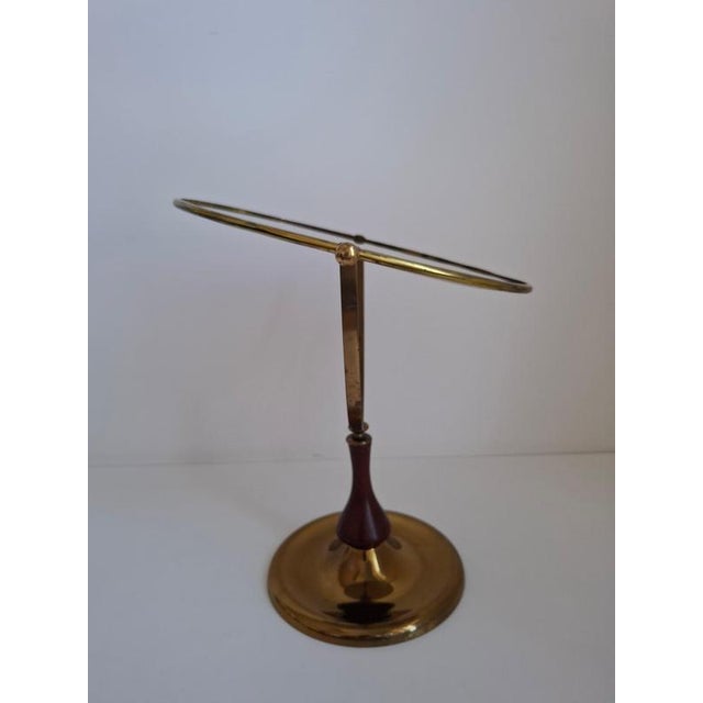Mid-Century Czechoslovakian Brass and Wood Swivel Table Mirror, 1960s For Sale - Image 15 of 18