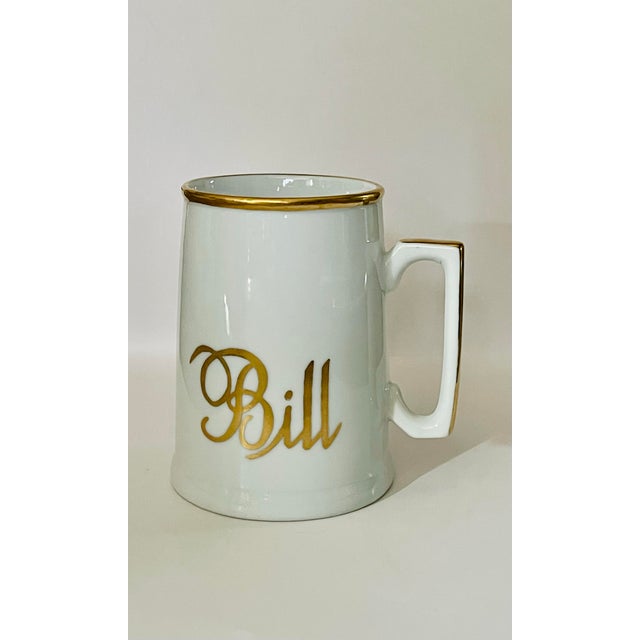 Vintage White & Gold Ceramic Mug For Sale - Image 4 of 10