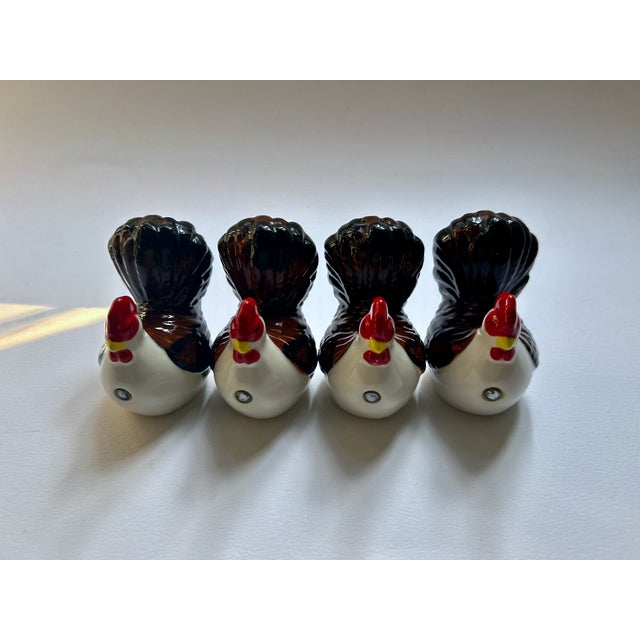 1970s Magnetic Glazed Ceramic Turkey Salt & Pepper Shakers - Set of 4 For Sale - Image 4 of 18