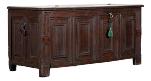 Antique English Panelled Oak Chest, 1680