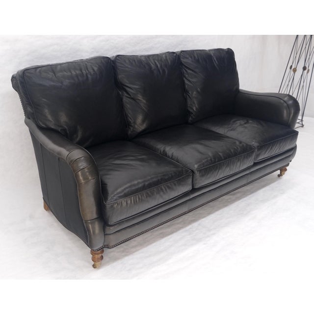 Madrid Hartwell Black Leather Sofa by Wesley Hall MINT! For Sale - Image 10 of 14