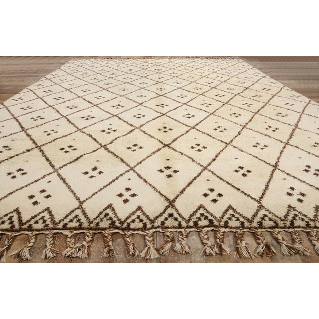 Beige Vintage Moroccan Beni Ourain Rug - 11'09 X 18'01 For Sale - Image 8 of 9