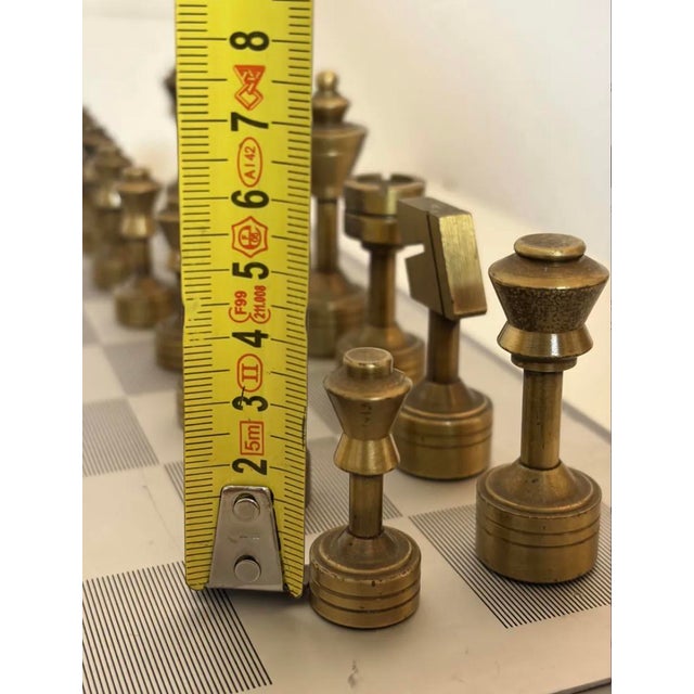 Gold Steel and Brass Chess Set from Italfama, 1970, Set of 33 For Sale - Image 8 of 9