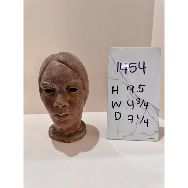 Larry Mohr Plaster Expressionist Face Bust Sculpture Signed From Artist Estate For Sale - Image 10 of 10