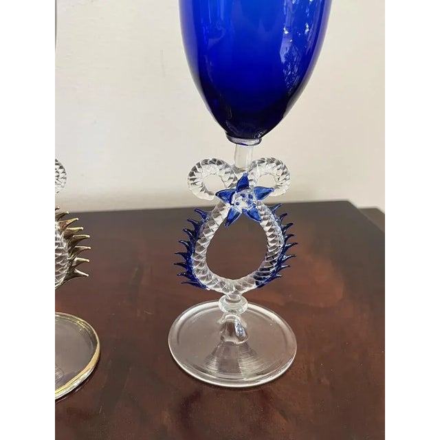 Italian Glasses in Murano Glass, 1980, Set of 2 For Sale - Image 4 of 8