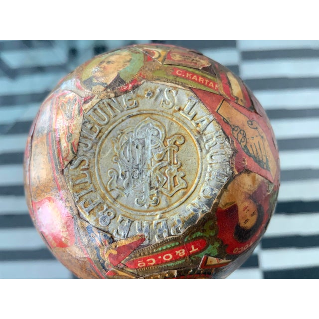 Red Custom Vintage 1950s Cigar Seals Decoupage Trinket Dish For Sale - Image 8 of 13