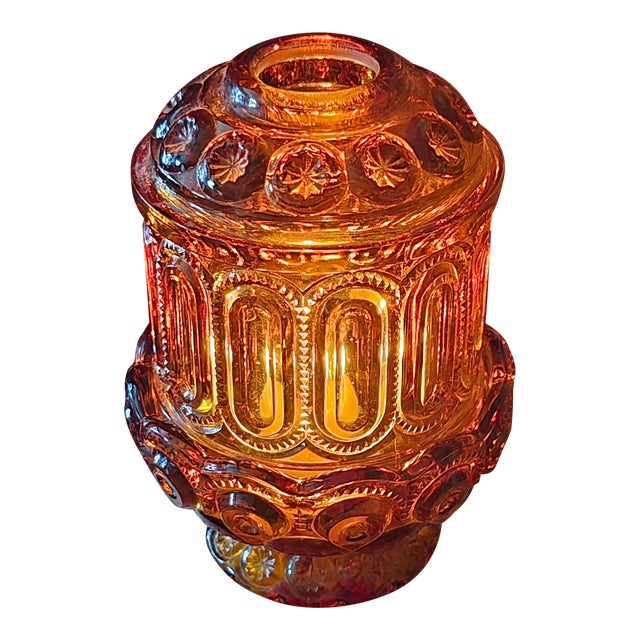 Vintage Candlelight Lamp Amber Glass For Sale