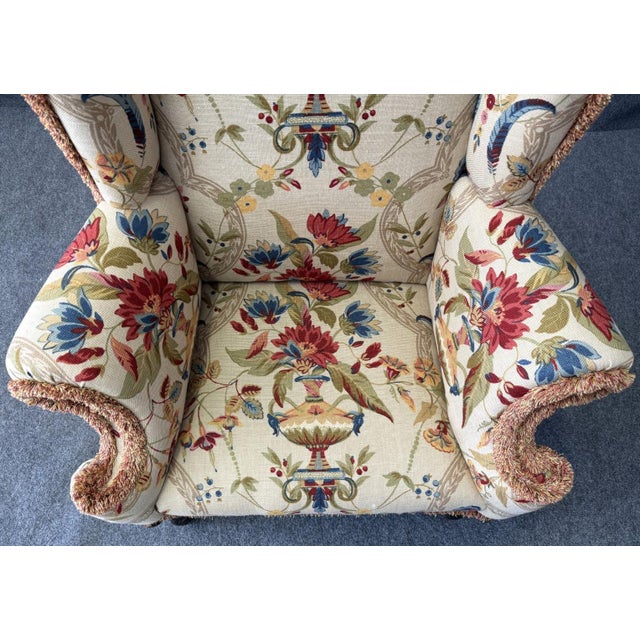 Early 1800s Wingback Arm Chair With Floral Motif For Sale - Image 9 of 12