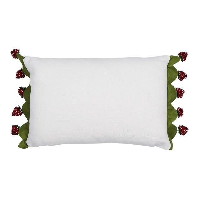 Schumacher x Johnson Hartig Strawberry Jam 12" Pillow in Green For Sale