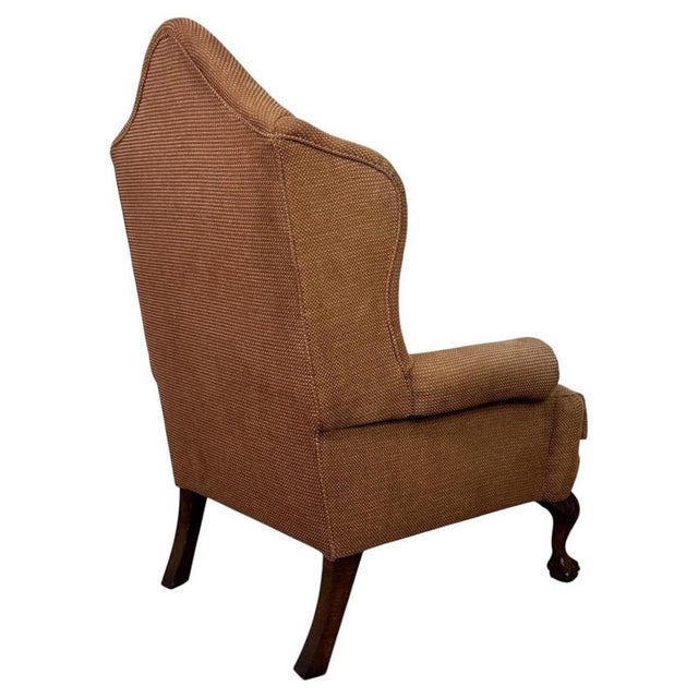 20th Century English Beech Wingback Armchair with Ball-and-Claw Feet For Sale - Image 6 of 13