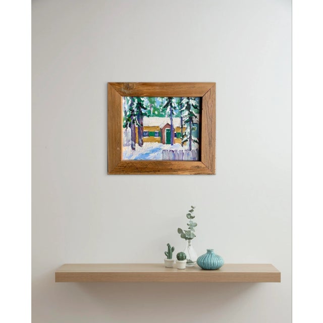 Contemporary Tahoe Cabin Snowscape Original Oil Painting For Sale - Image 4 of 14