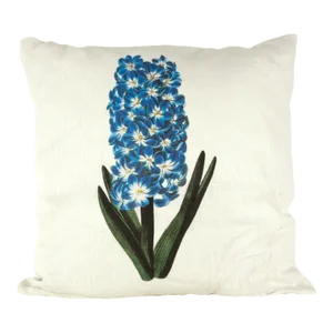 Hyacinth Flower on Warm White Linen Pillow
