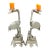 Pair Chinese Mixed-Metal Pewter Crane Sculptures Candlesticks For Sale