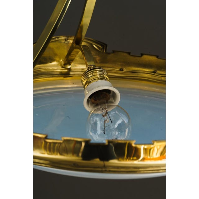 Art Deco Pendant Light with Palme Koenig Opaline Glass Shade, Vienna, 1920s For Sale - Image 9 of 18