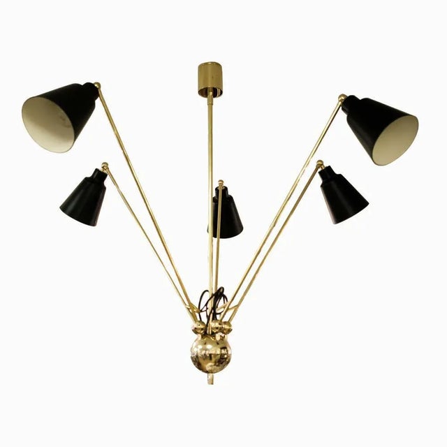 Five Star Ceiling Light in Brass For Sale - Image 6 of 9