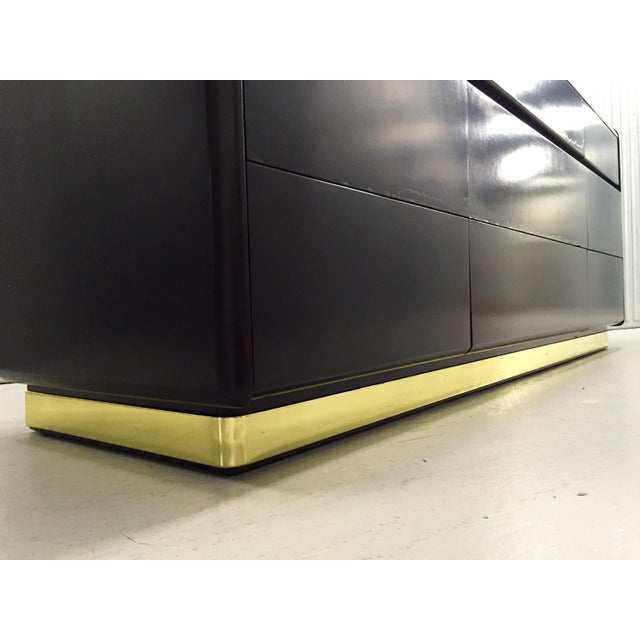 Lane Black Lacquer Brass Detail Dresser Chairish