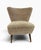 Mid-Century Modern upholstered slipper chair dating to the 1960s, featuring a distinctive sculptural silhouette and...
