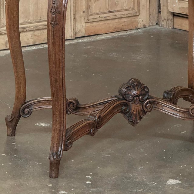 Chestnut Antique French Louis XV Marble Top Center Table For Sale - Image 8 of 18