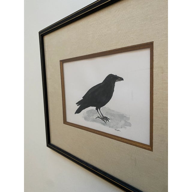 Realist Watercolor Painting of Crow, 2012 For Sale - Image 4 of 5
