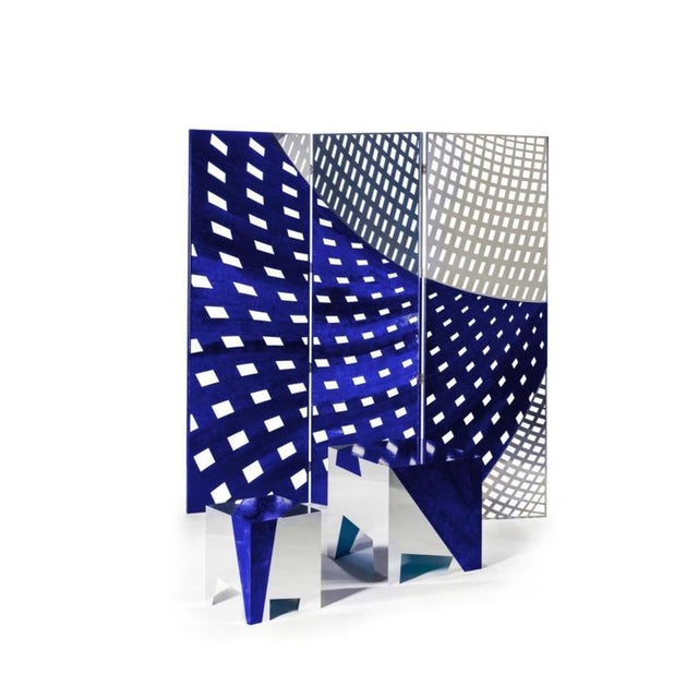 Blue Blu Di Prussia Otto Room Divider in Powder-Coated Aluminum by Altreforme For Sale - Image 8 of 9
