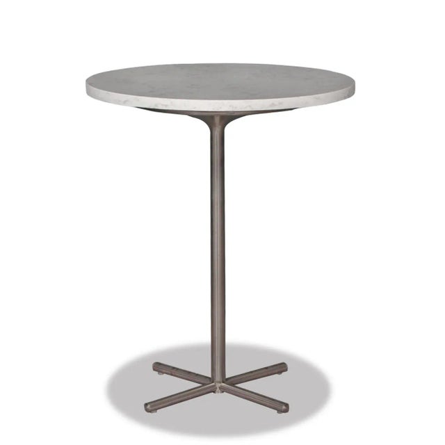 Marbled Quartz Round Side Table From R&b For Sale In New York - Image 6 of 6