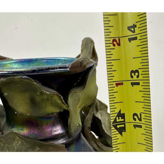 1900s Clément Massier Art Nouveau Pottery Vase With Iridescent Apple Design 14"h X 8"w For Sale - Image 13 of 16