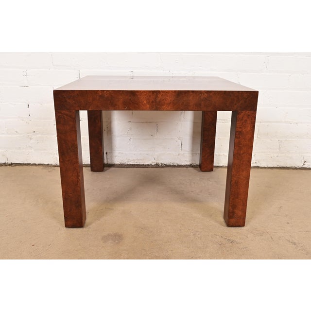 Brown Paul Evans for Directional Mid-Century Modern Burl Wood Parsons Side Table, 1960s For Sale - Image 8 of 10