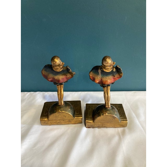 Bronze 1920s Pompeian Bronze Bookends by Laura Archibald "Top of the World" - 2 Pieces For Sale - Image 8 of 10