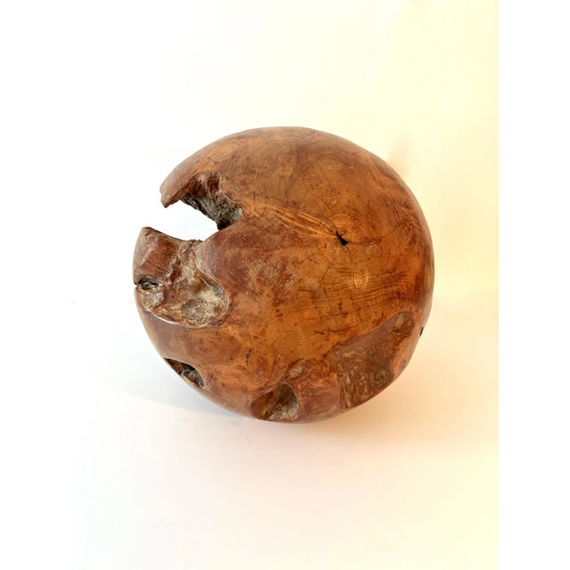 Round Hand Carved Wooden Organic Sculpture For Sale - Image 9 of 10