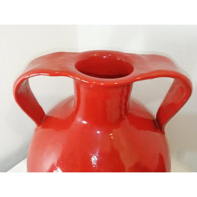 Ceramic Large Vintage Red Ceramic Vase, Italy, 1950s For Sale - Image 7 of 8