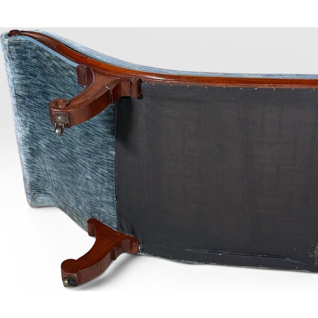 Antique Victorian Mahogany Swan Back Velvet Chaise Longue For Sale - Image 17 of 18