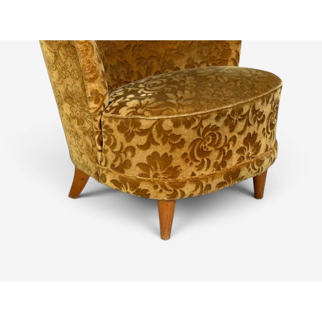 Finnish Modern, Easy Chairs, Damask, Beech, Finland, 1940s For Sale - Image 9 of 13