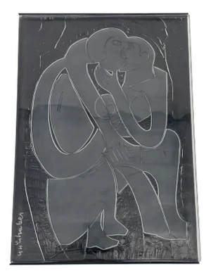 Annual Glass Picture by Hap Grieshaber for Rosenthal Studio Linie, Germany, 1981
