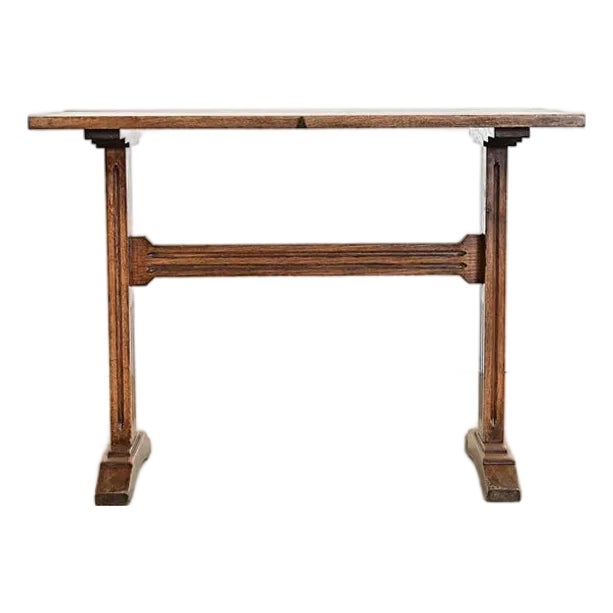 French 19th Century Oak Refectory Style Bistro Table For Sale