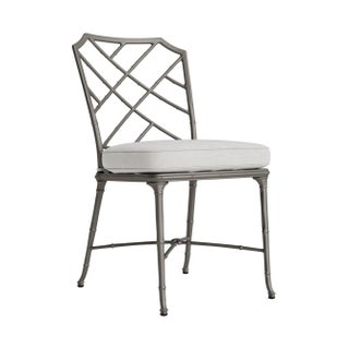 Brown Jordan Calcutta Side Chair, Mica frame with Fusion Dove fabric For Sale