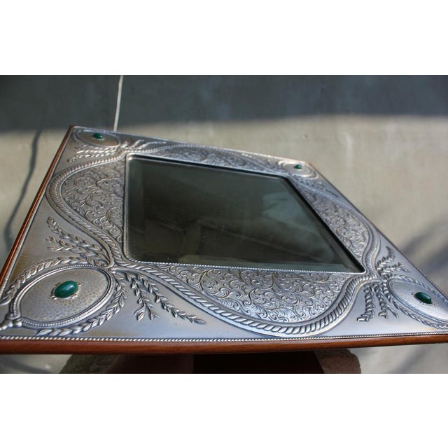Green Italian Sterling Silver Table Top Mirror by Castellani For Sale - Image 8 of 18