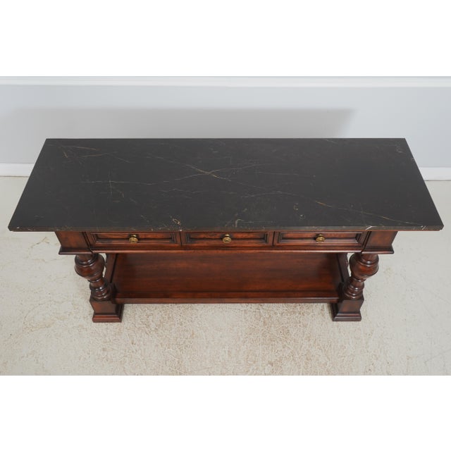 Henredon 3 Drawer 2 Tier Marble Top Console Table For Sale In Philadelphia - Image 6 of 18
