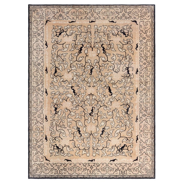 1930s Chinese Botanic Wool Rug Doris Leslie Blau For Sale