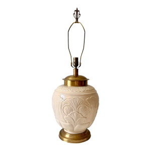 1980s Bok Choy Lenox Style Porcelain Table Lamp